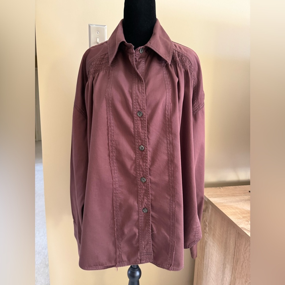 We The Free (Free People) Women's Button-Down Shirt in Brown